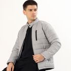 Men's Light Grey High Neck Casual Jacket, Light Grey, small image number null