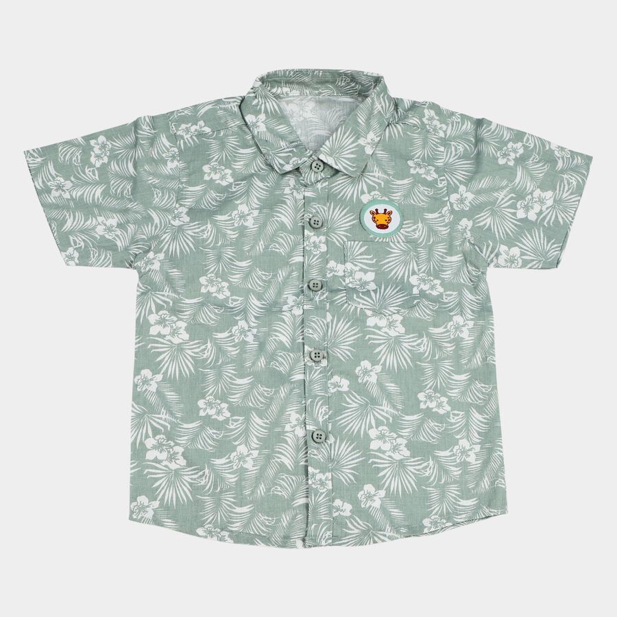 Infants Green Cotton Casual Shirt, हल्का हरा, large