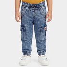 Boys Blue Jogger Fit Washed Cargo Jeans, Mid Blue, small