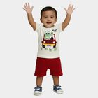 Infants' Red 100% Cotton Round Neck Printed Baba Suit, Red, small
