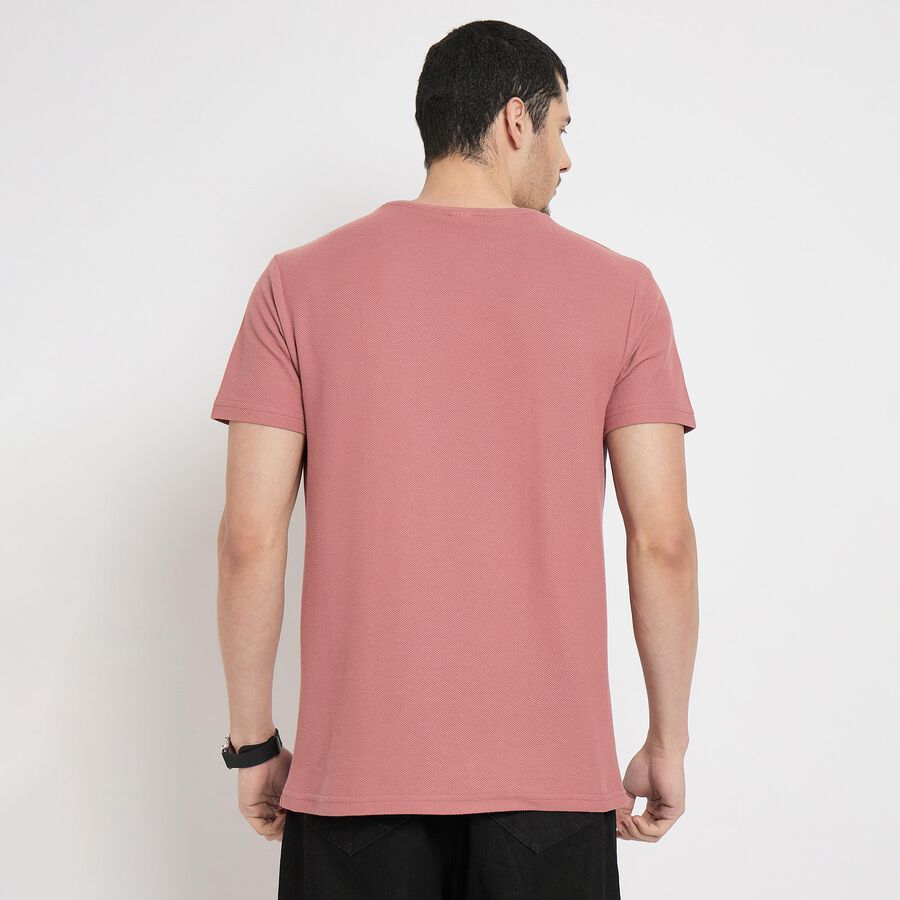 Men's Round Neck Half Sleeves T-Shirt , Pink, large