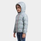 Girls' Light Blue Hooded Puffer Jacket, Light Blue, small