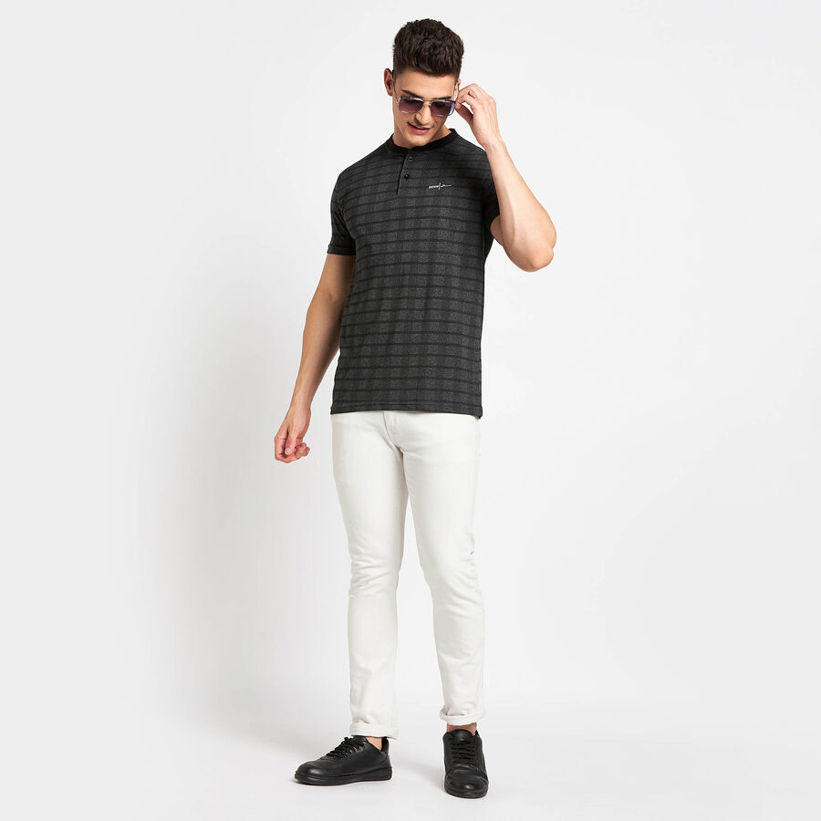 Solid Henley T-Shirt, Black, large image number null