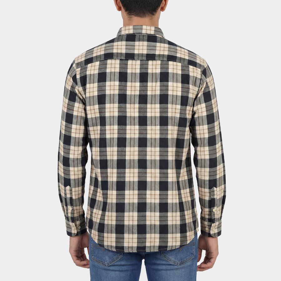 Men's Green Cotton Spread Collar Casual Shirt, गहरा हरा, large