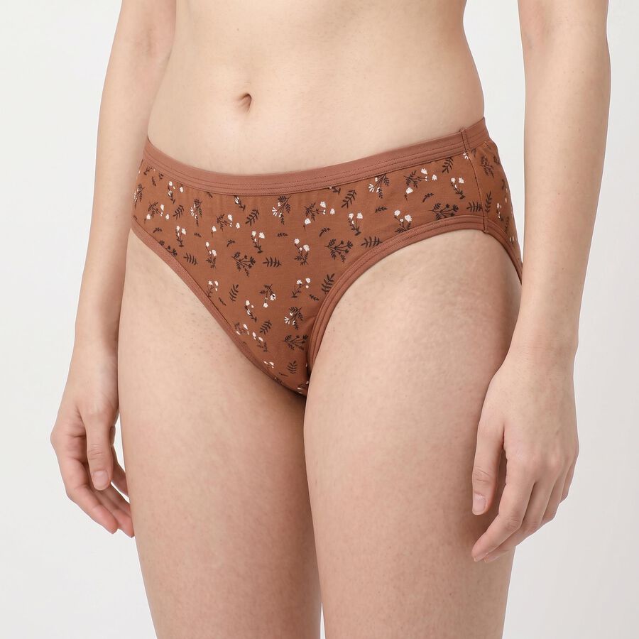 Women's Brown Regular Fit Printed Panty, Brown, large