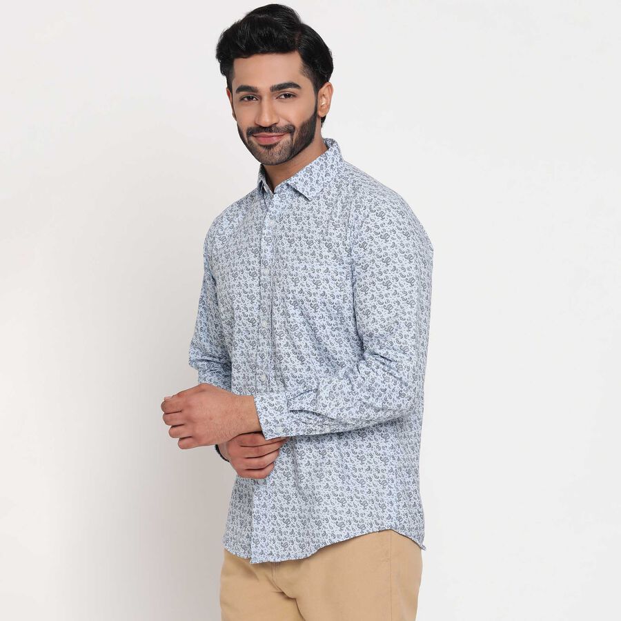 Cotton Printed Casual Shirt, Light Blue, large image number null