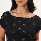 Women's Black Sweetheart Neck Puff Sleeve Top, Black, small