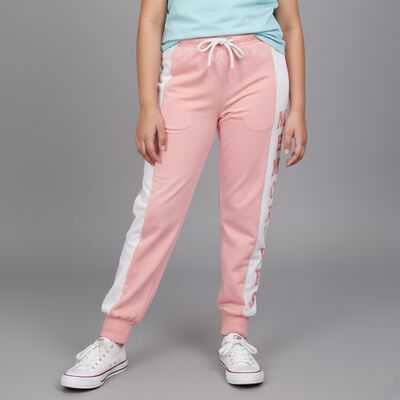 Girls' Soft Pink Sporty Side Panel Winter Pyjama