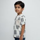 Boys Light Grey Cotton Crew Neck Casual T-Shirt, हल्का ग्रे, small image number null