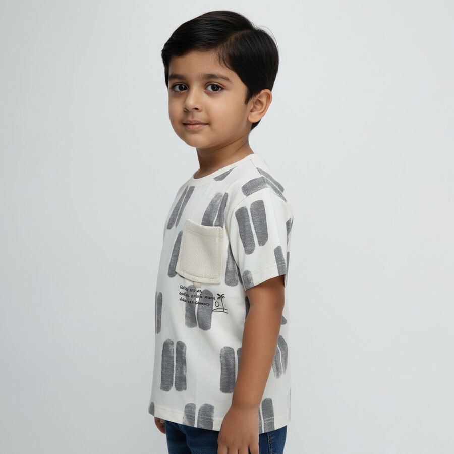 Boys Light Grey Cotton Crew Neck Casual T-Shirt, हल्का ग्रे, large image number null
