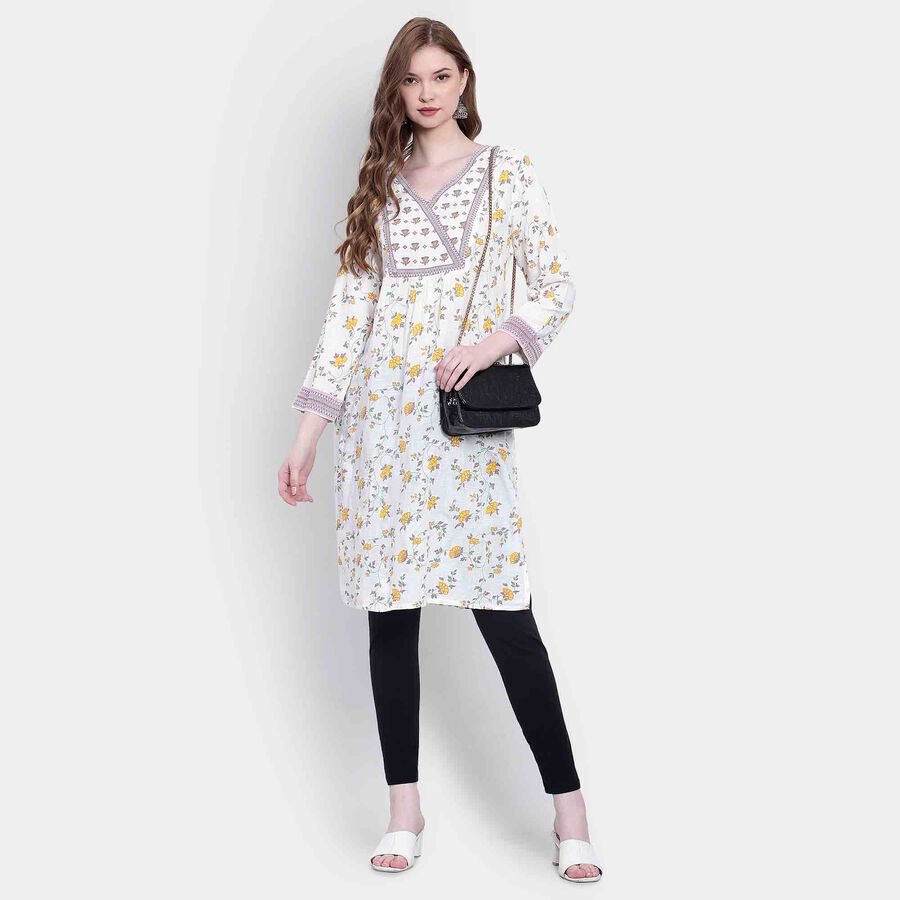 Printed Kurta, Off White, large image number null