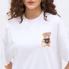 Women's Bright Snow White Cotton Round Neck Casual T-Shirt, सफ़ेद, small image number null