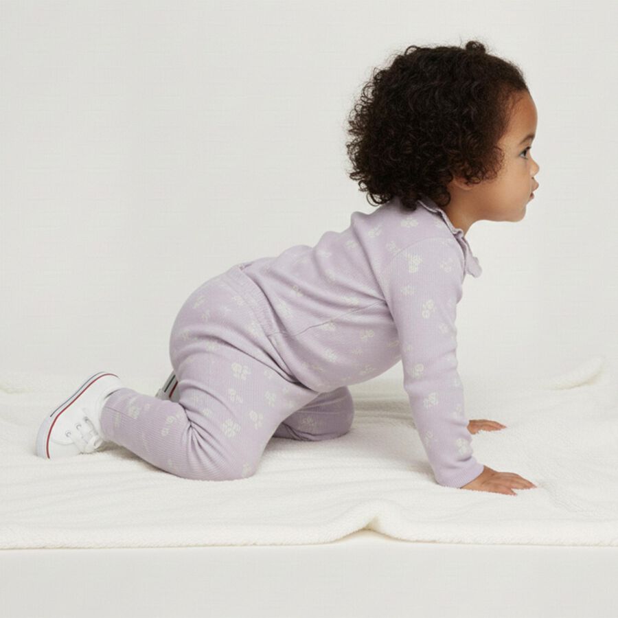 Infants Peach and Lavender Cotton Round Neck Casual Hipster Set, लाइलेक, large image number null