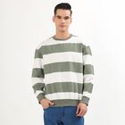 Men's Muted Olive Green Crew Neck Casual Sweatshirt, ओलिव, small image number null