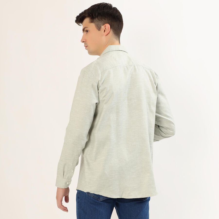 Men's Light Sage Green Spread Collar Casual Shirt, हल्का हरा, large