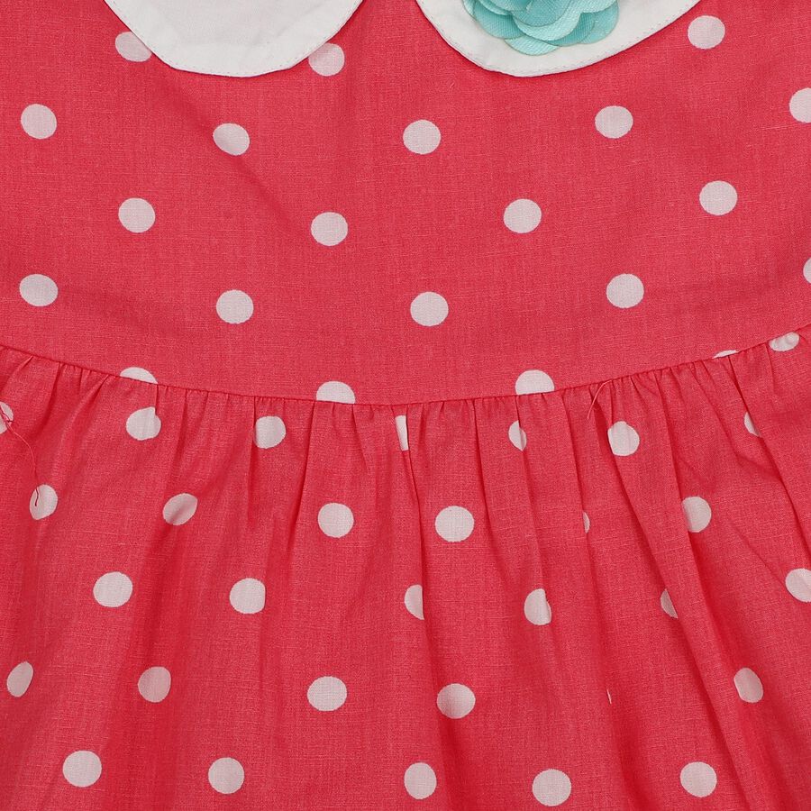 Infants' Pink Polka Dot Fit and Flare Frock, गुलाबी, large
