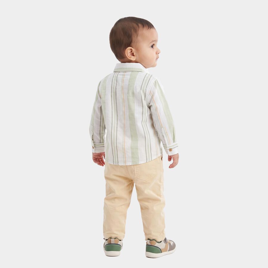 Infants' Mint Green Cotton Collar Neck Striped Baba Suit, Light Green, large