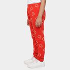 Girls' Red Straight Fit Heart Printed Pyjama, लाल, small