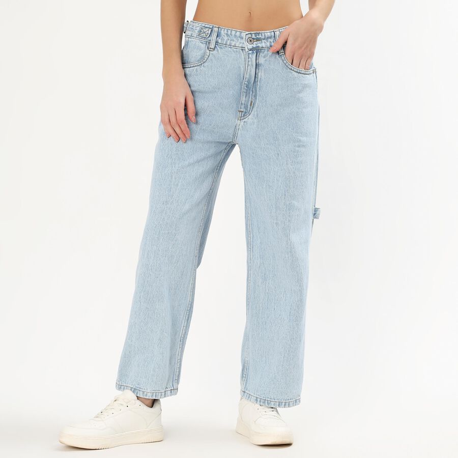Women's Muted Steel Blue Slim Fit Cotton Jeans, हल्का नीला, large