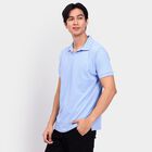 Men's Collared Half Sleeves T-Shirt, Light Blue, small image number null