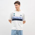 Men's Off White Round Neck Casual T-Shirt, Off White, small