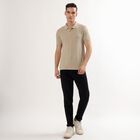 Men's Muted Beige Polo Neck Casual T-Shirt, Ecru Melange, small image number null
