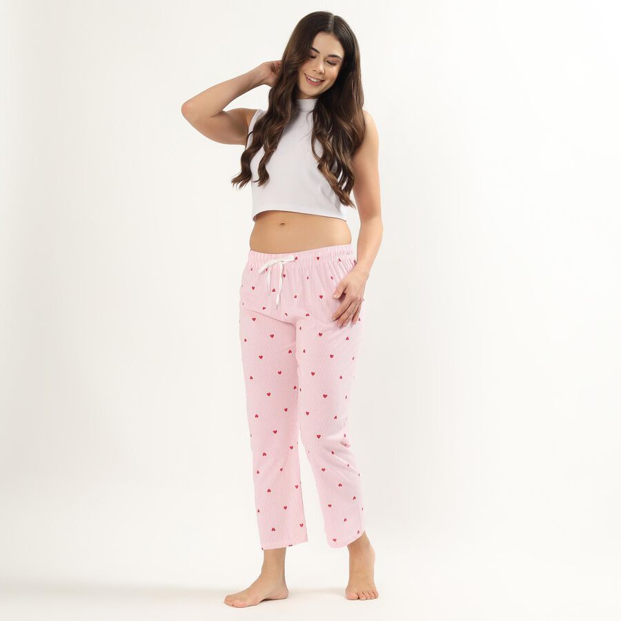 Women's Pink Regular Fit Solid Pyjama, हल्का गुलाबी, large
