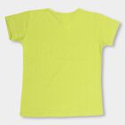 Girls' Bright Yellow Cotton Blend Round Neck Casual T-Shirt, Yellow, small image number null