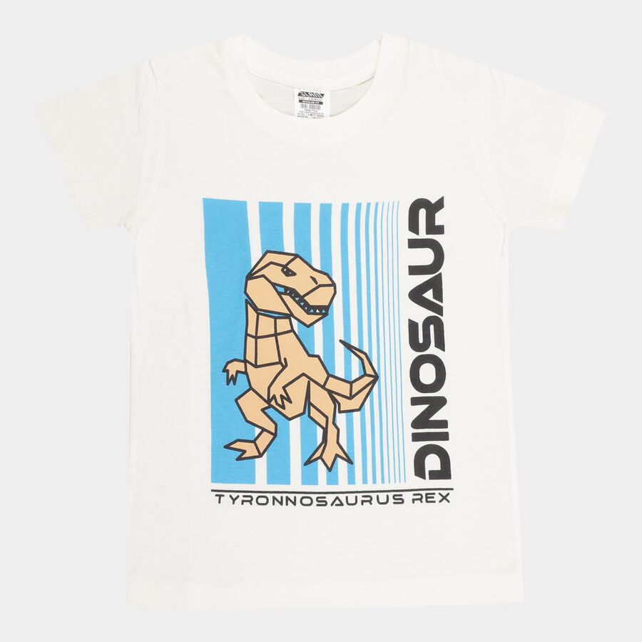 Boys Cotton T-Shirt, White, large image number null