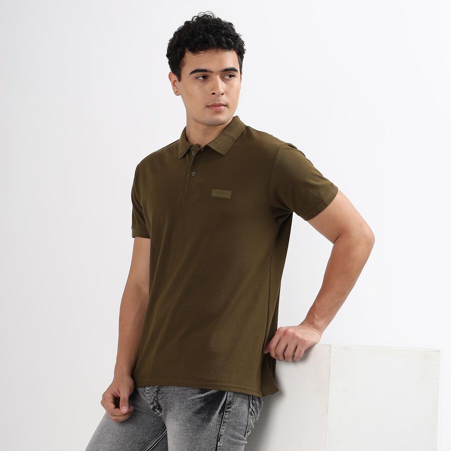 Men's Collared Half Sleeves T-Shirt, Khaki, large image number null