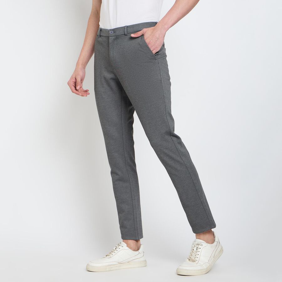 Men's Slim Fit Casual Trousers, हल्का ग्रे, large image number null