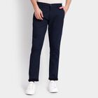 Men's Slim Fit Casual Trousers, Navy Blue, small image number null