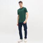 Men's Dark Green Polo Neck Casual T-Shirt, Dark Green, small