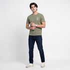 Men's Olive Green Round Neck Regular T-Shirt, हल्का हरा, small