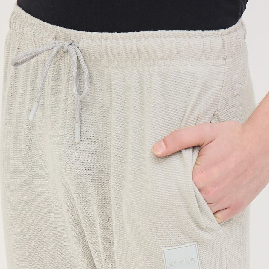 Men's Light Grey Tapered Fit Track Pants, Light Grey, large