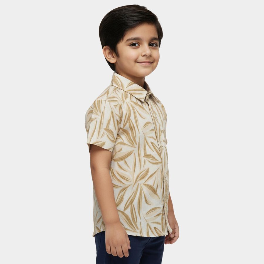 Boys Off-White Cotton Half Sleeve Classic Collar Casual Shirt, Off White, large