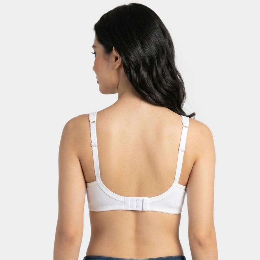 Women's White Cotton Blend V-Neck Bralette Bra, White, large