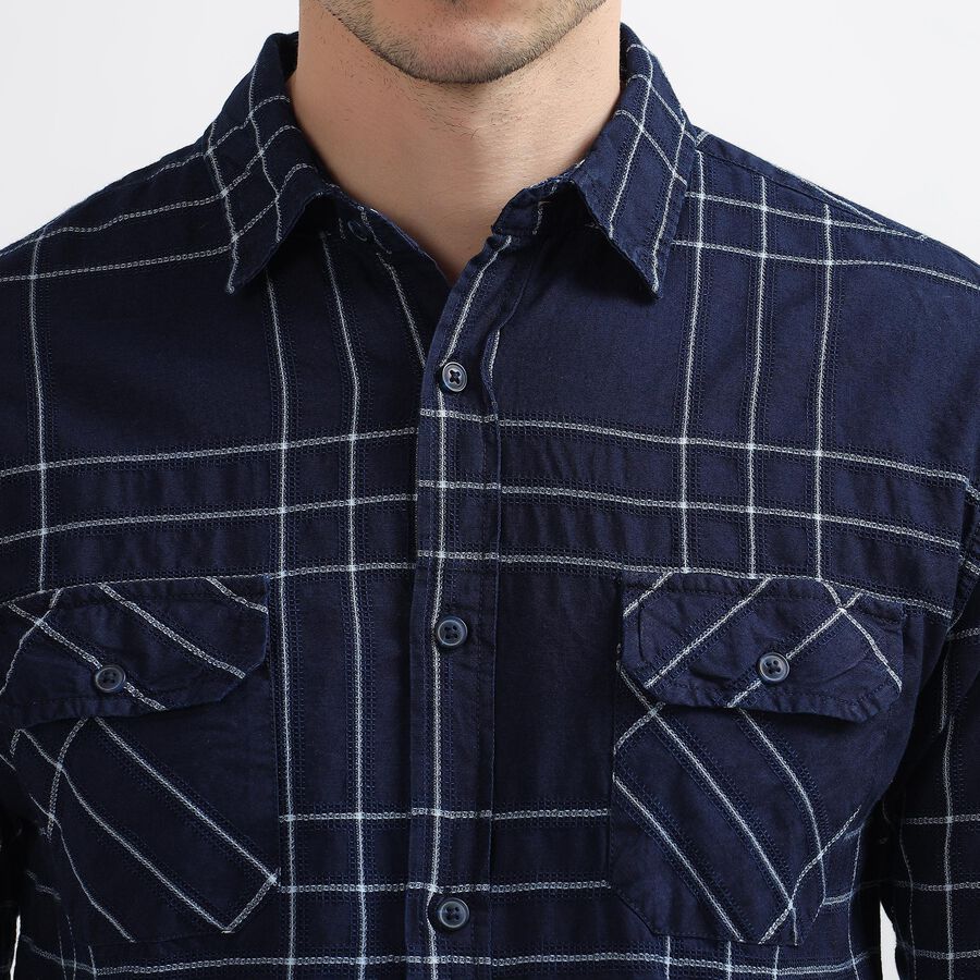 Men's 100% Cotton Casual Shirt, Navy Blue, large image number null