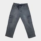 Boys' Grey Regular Fit Cargo Jeans, हल्का ग्रे, small