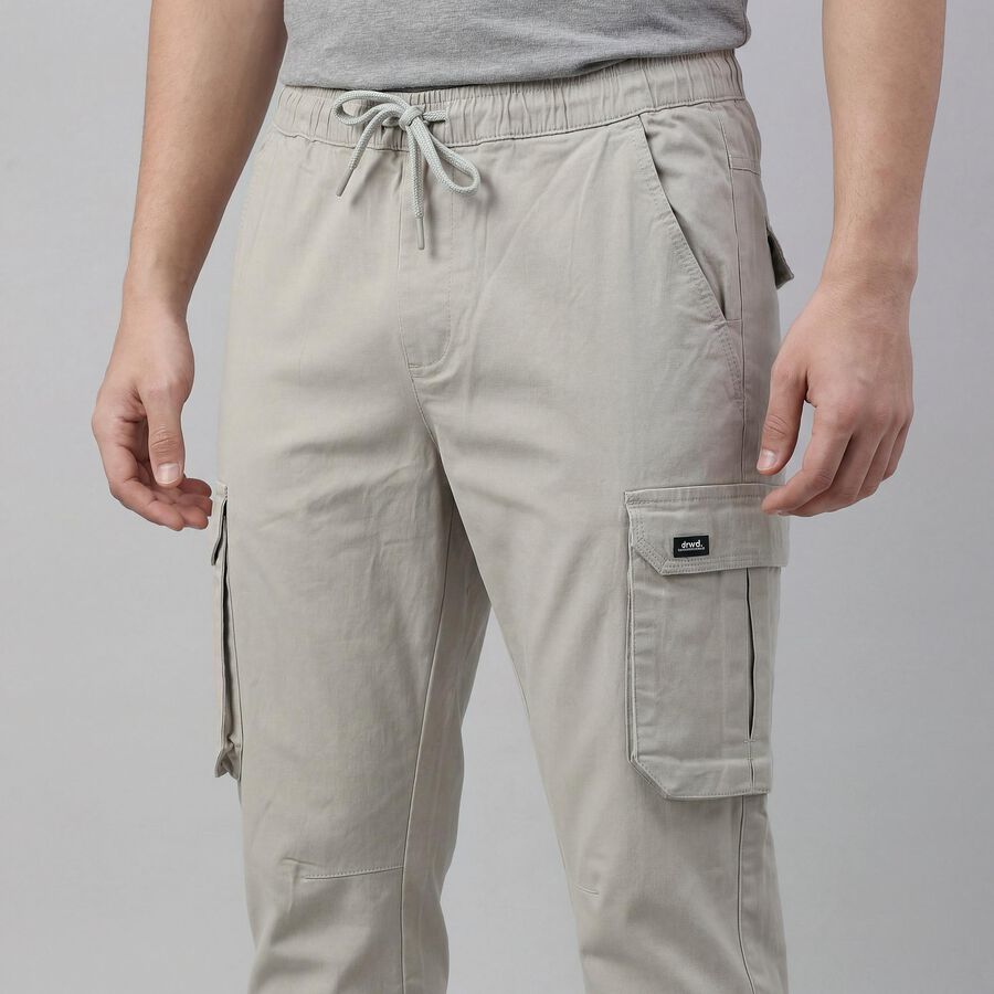 Men's Silver Slim Fit Casual Trousers, Silver, large