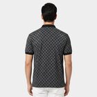 Men's Navy Blue Cotton Polo Neck Printed T-Shirt, नेवी ब्लू, small