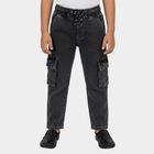 Boys' Grey Cargo Fit Elastic Waist Jeans, Light Grey, small