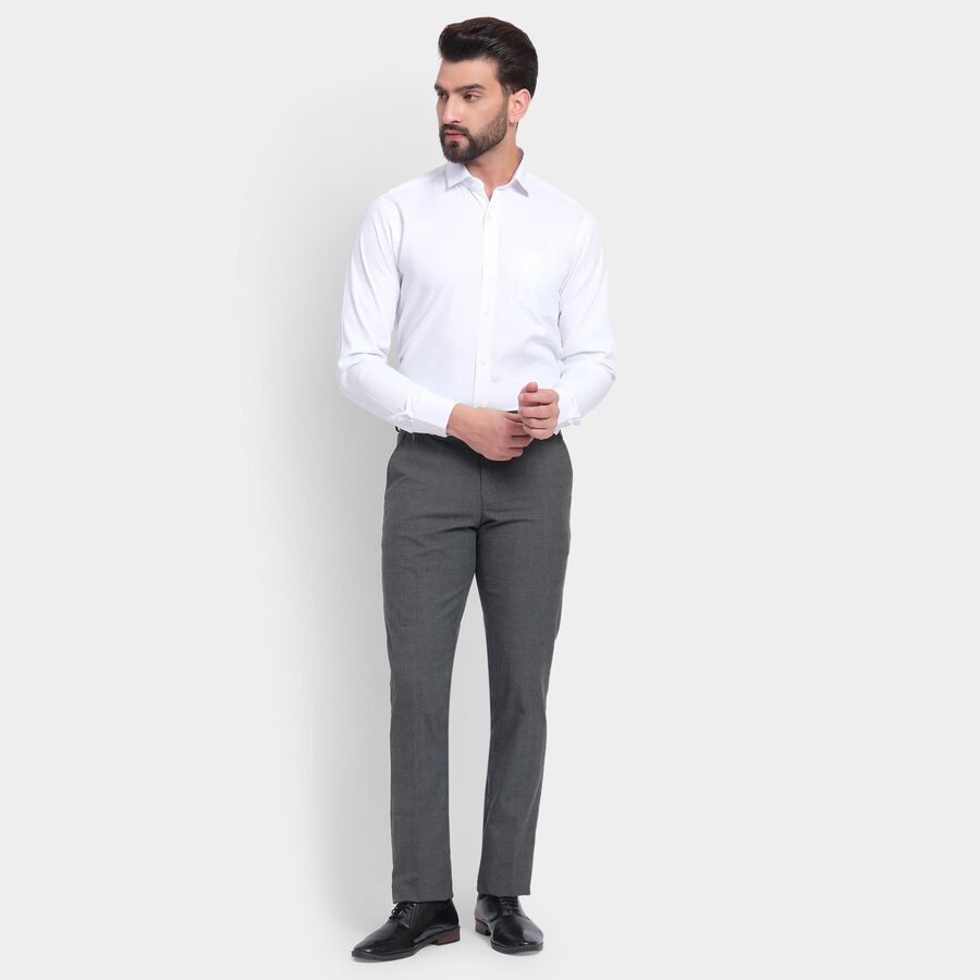 Men's Slim Fit Formal Trousers, गहरा ग्रे, large image number null
