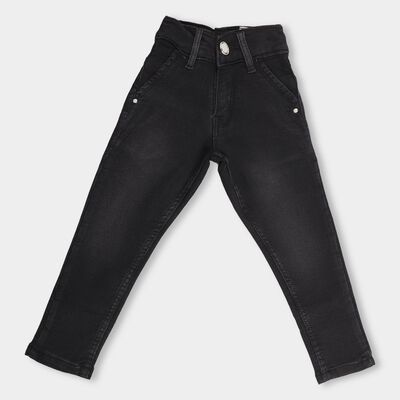 Boys Jet Black Regular Fit Classic Jeans