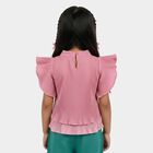 Girls Pink High Neck Romantic T-Shirt, गुलाबी, small