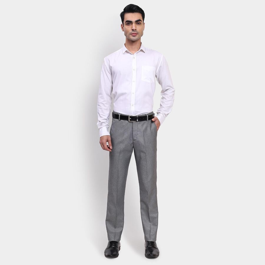 Men's Slim Fit Formal Trousers, हल्का ग्रे, large image number null