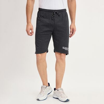 Men's Charcoal Grey Regular Fit Striped Graphic Jamaican Shorts