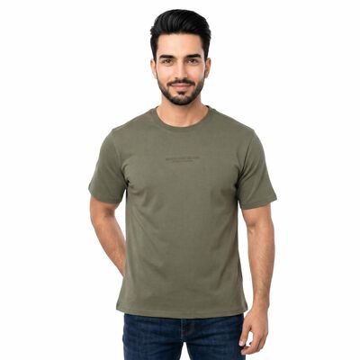 Men's Green Round Neck Regular T-Shirt