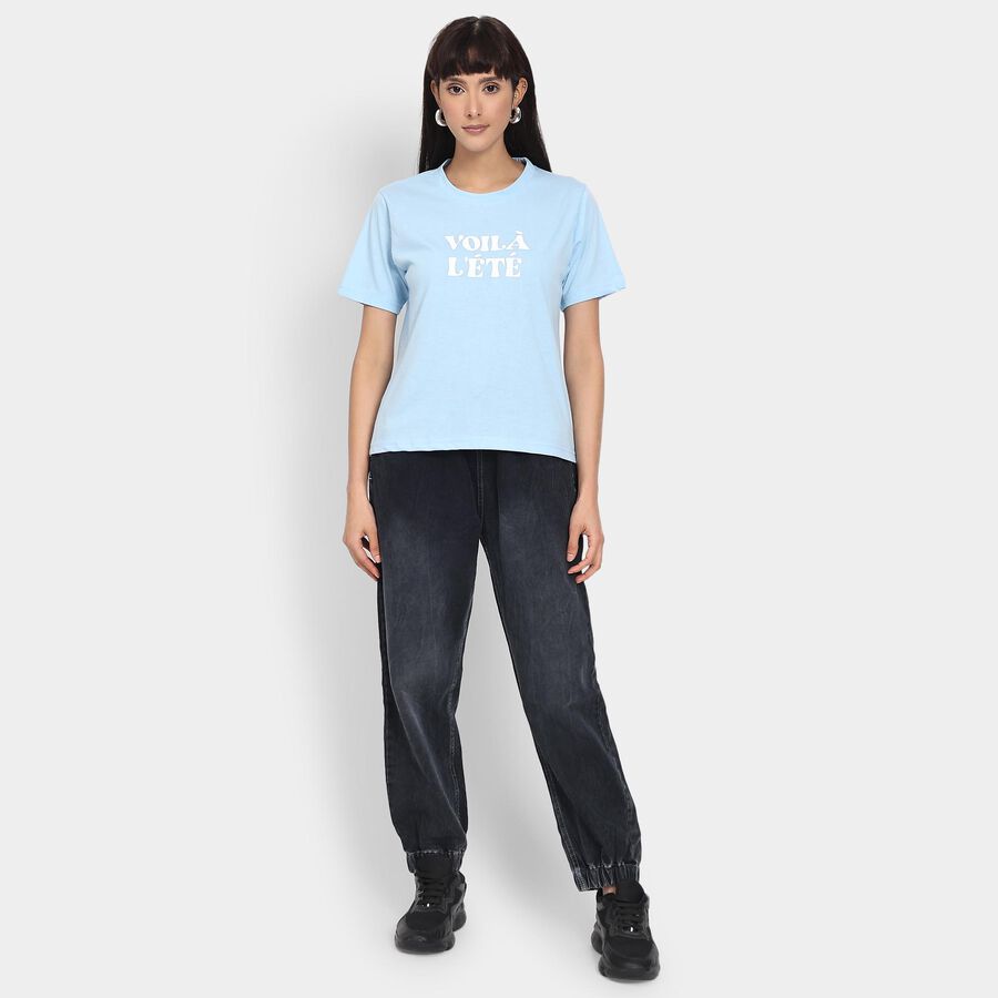 Ladies' Round Neck T-Shirt , हल्का नीला, large image number null