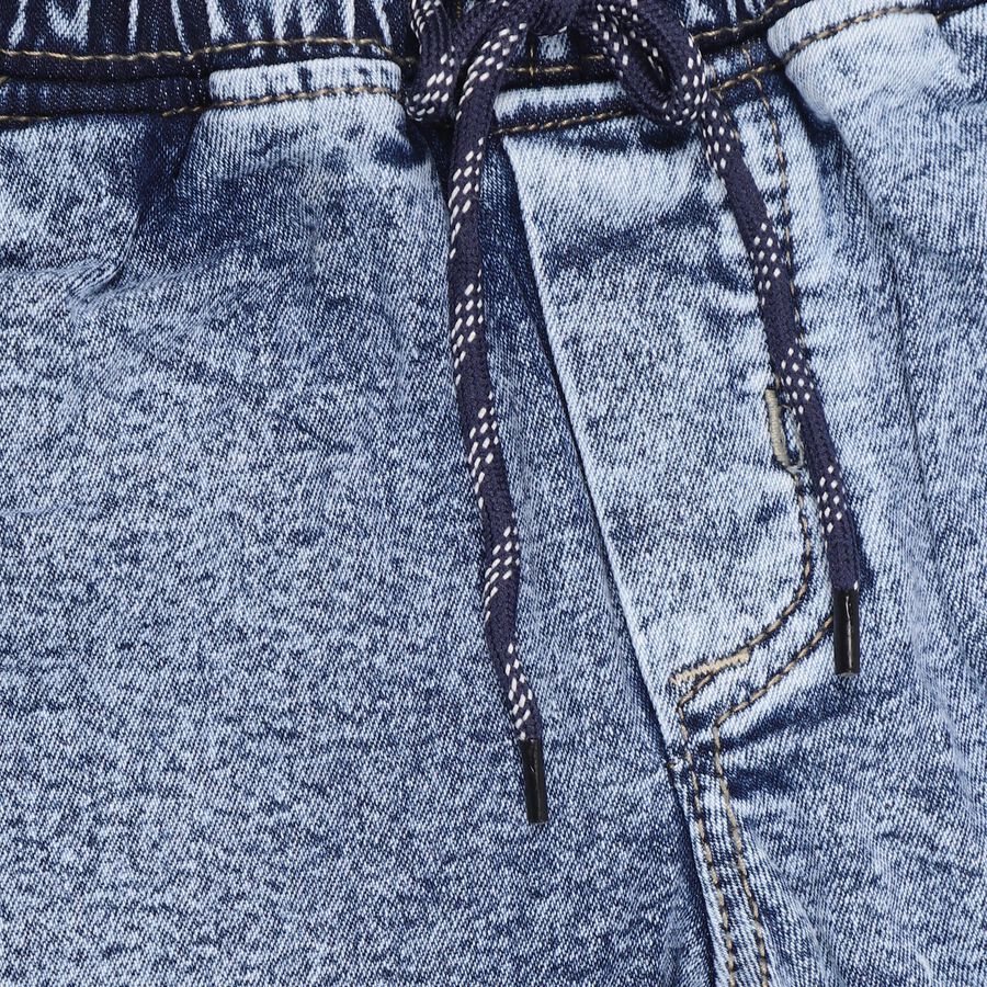Kids Stonewashed Blue Slim Fit Jogger Jeans, Mid Blue, large image number null